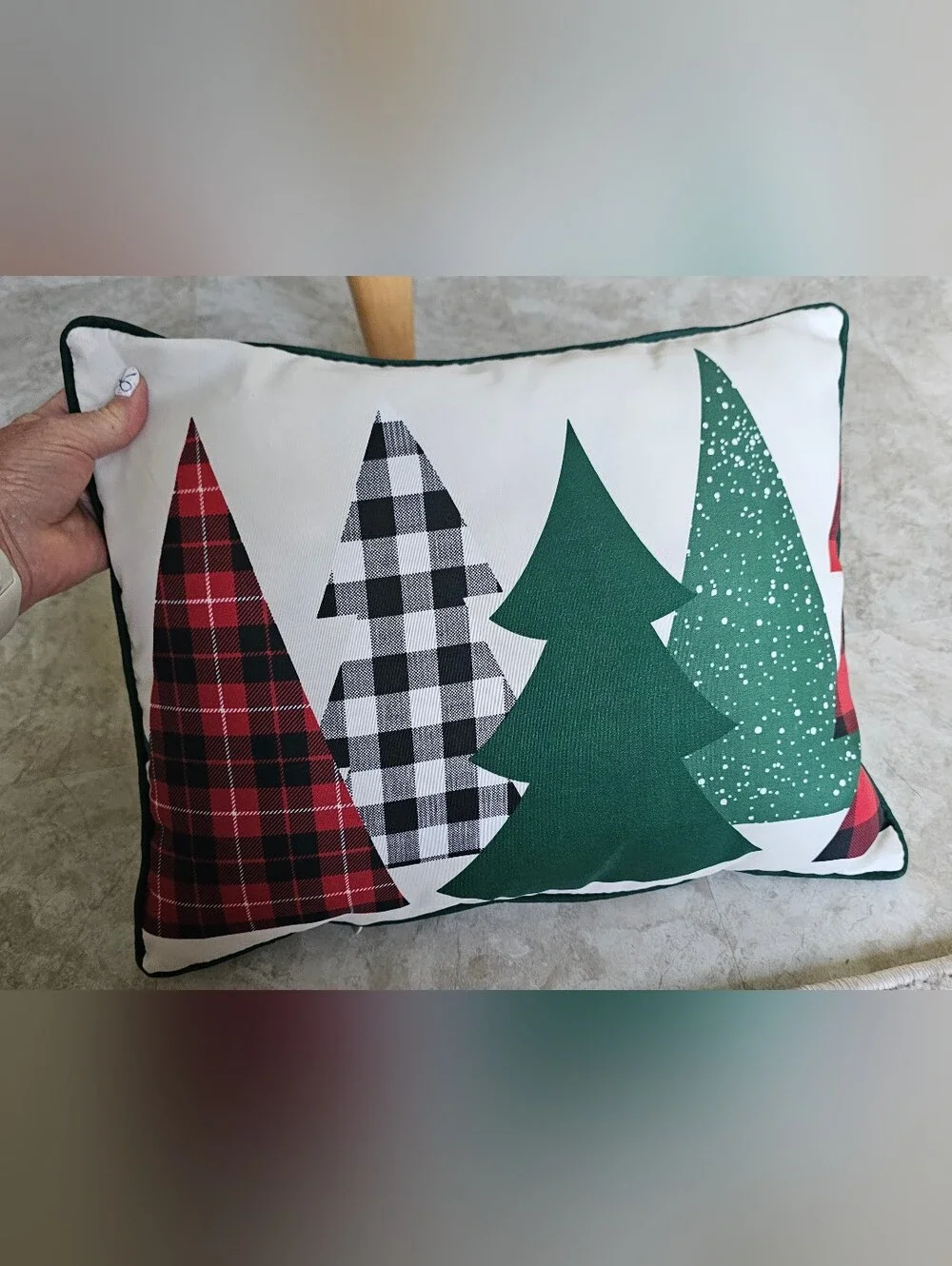 Holiday Pet Pillow Cover - Green Plaid Christmas Design